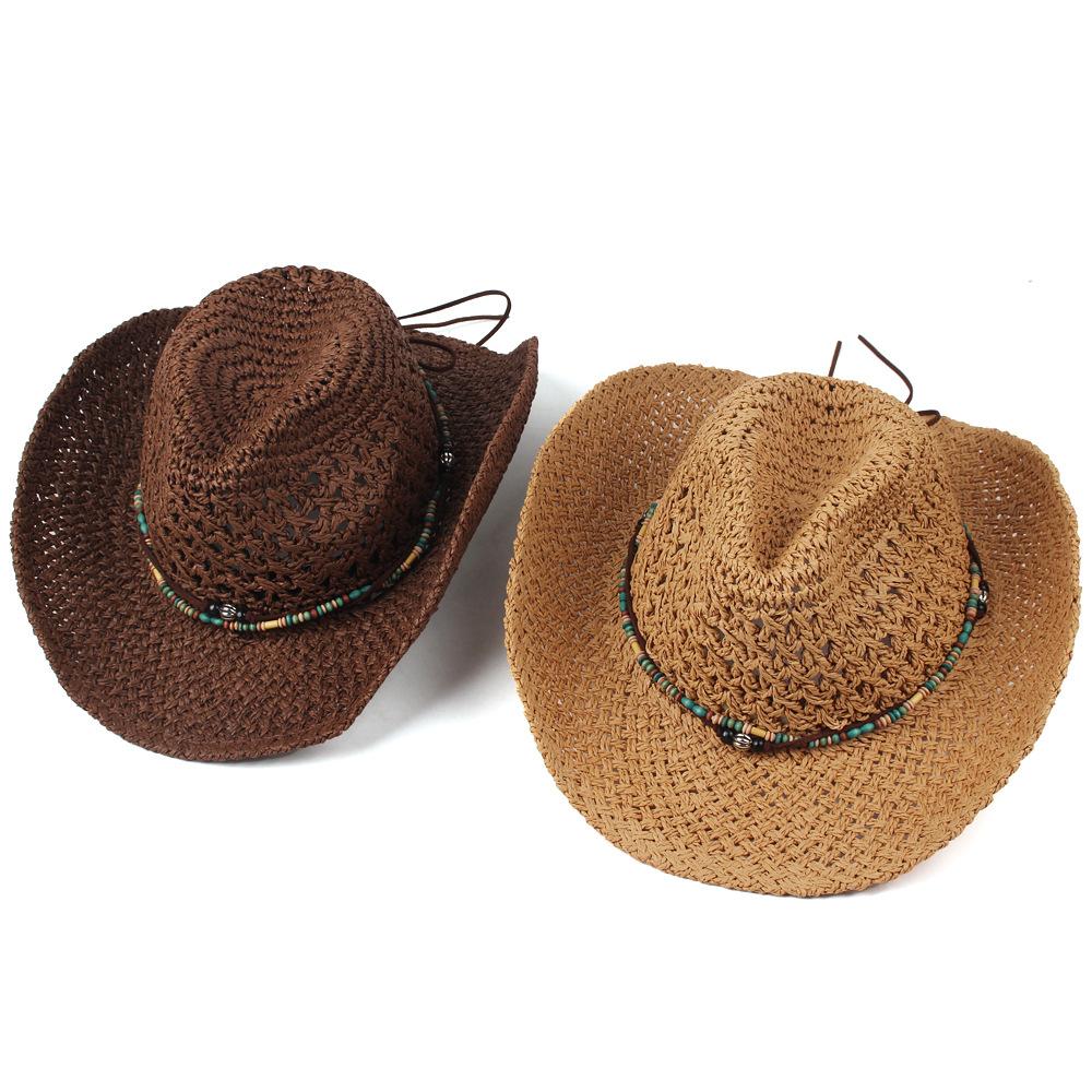 Neutral Hand-woven Straw Hat European and American Retro Style Denim Straw Hat Spring and Summer Breathable Sun Hat Wholesale