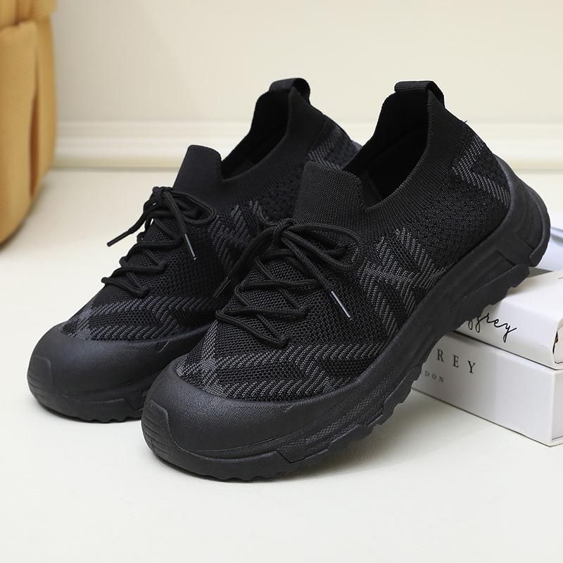 New women's casual sports shoes, comfortable and breathable fashion soft-soled mesh lace-up shoes