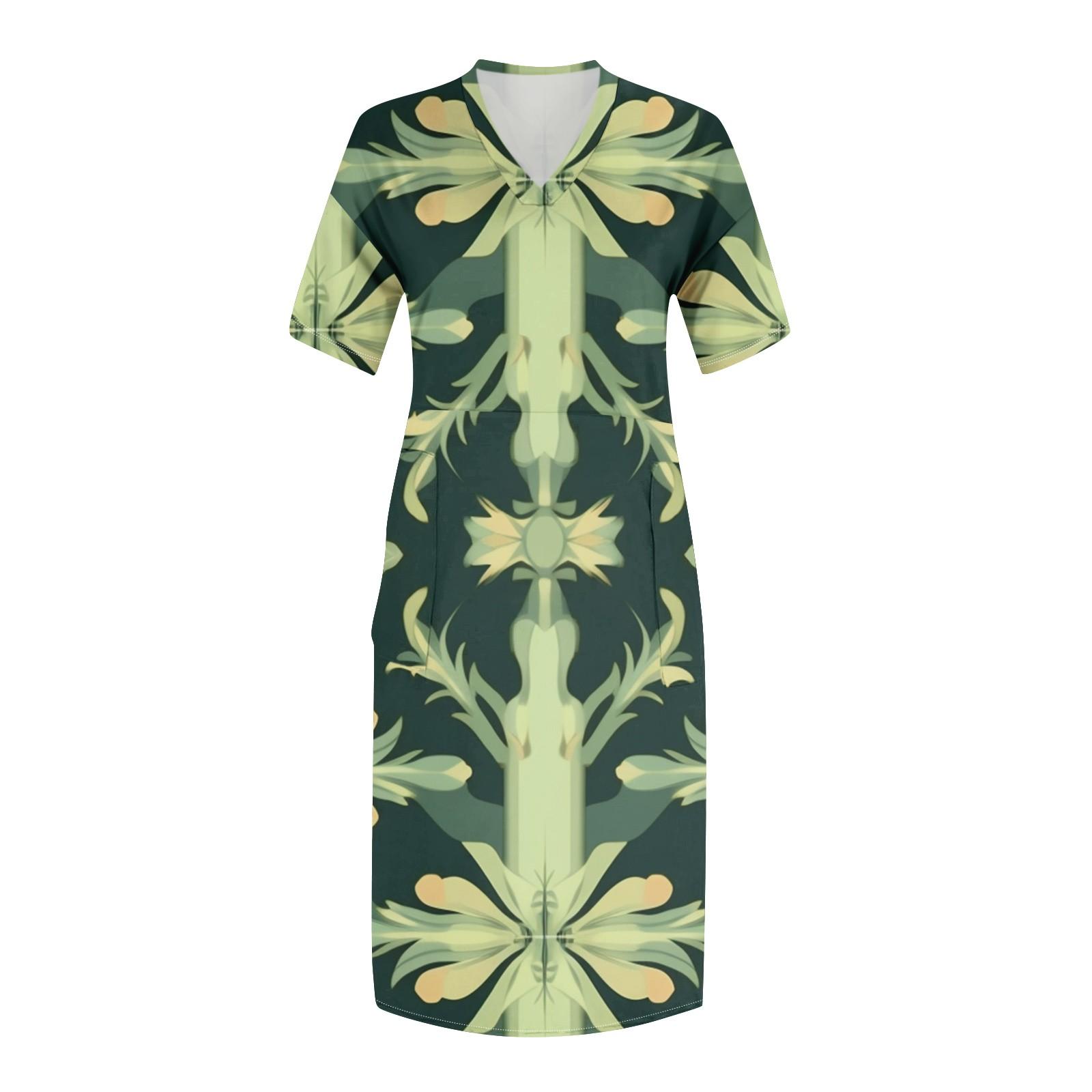 Женское летнее повседневное платье больших размеров с v-образным вырезом и коротким — фото 4