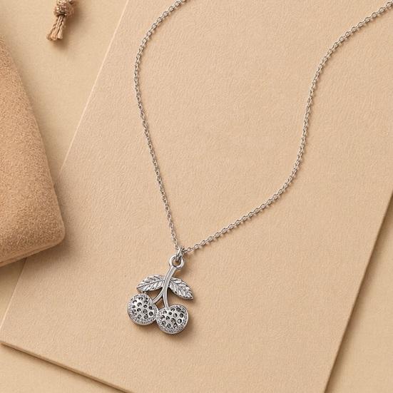 Kirschanhänger Halskette, Niedliche Frucht Halskette für Damen, Zierliche Kirsch Charm Halskette, Modeschmuck Geschenk für Ehefrau Freundin