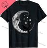 Moon and Stars with Black Cat Gifts Graphic TShirts Men's Clothing Short Sleeve Tops Cotton Tees Women's Printed T-Shirt