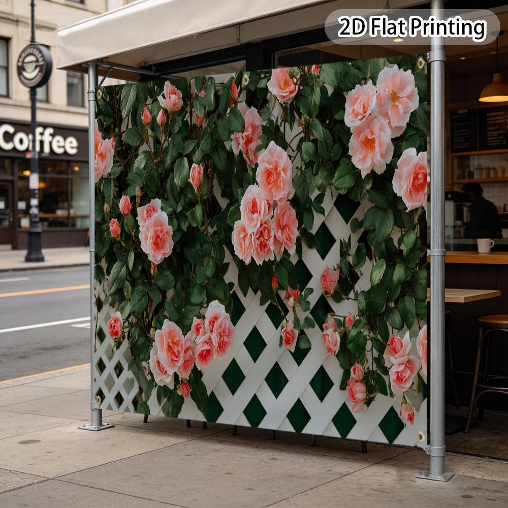 1Pcs Sunshade Pink Roses Trellis Decoration Background Winter Backdrop Decorations For Photo Studio Photo Booth Christams Party