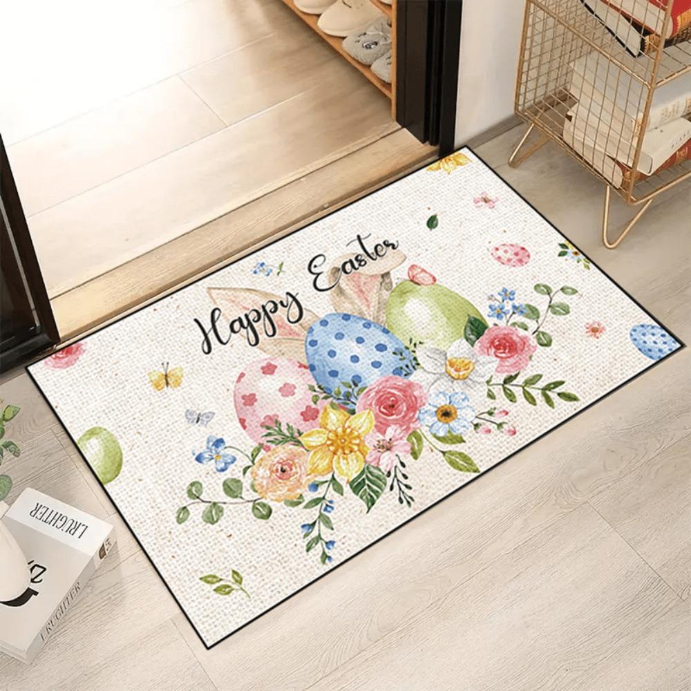 Easter Gnome Carpet Mat Rug with Bunny Ears Carrot Butterfly Home Decoration for Living Room Floor Mat Door Mat Welcome Mat