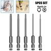 Szary końcówka do wkrętaka Torx T6 T8 T10 T15 T20 5 szt. 6,35 mm (1 / 4Inch) Stali stopowej