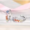 Silver Plated Rainbow Baguette CZ Huggie Hoops, Colorful Gradient Small Hoop Earrings for Women