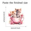 Whimsical Teacup Cat with Flowers Light Switch Stickers Playful Cartoon Decals for Living Room and Hallway Decor