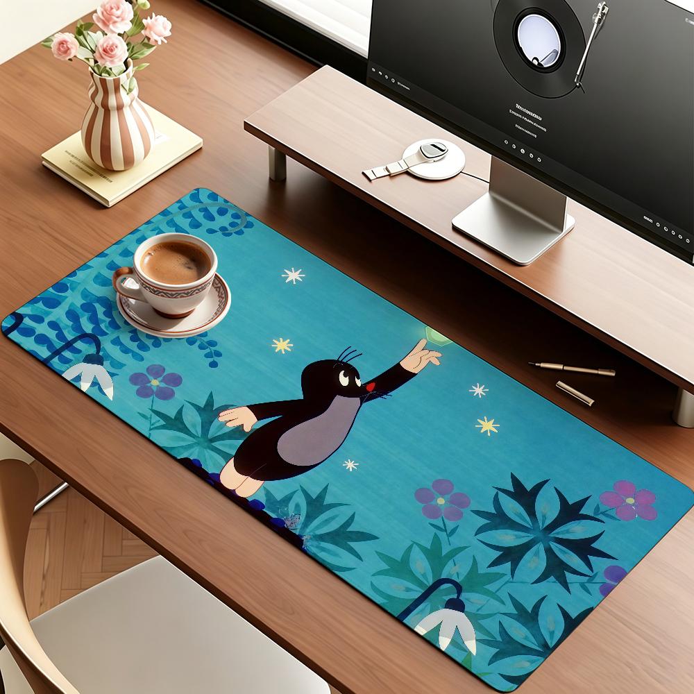 Cartoon The Little Mole Mouse Pad Square Office Gaming Desk Mat Waterproof Non-Slip Rubber Decorative