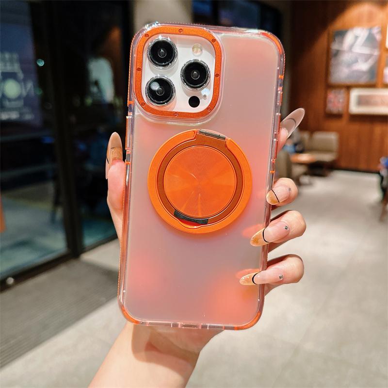 Color Changing Acrylic 360 Rotating Magnetic Stand Tpu Anti-fall Bumper Case for Iphone 15 14 13pro 11 12 14pro 15pro Max Clear Cover