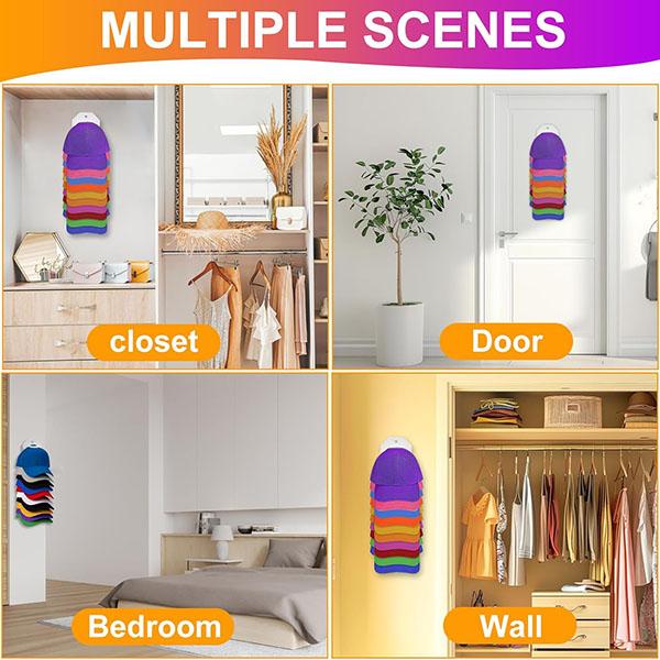 Hat Organizer for Baseball Caps Hat Rack for Wall Wall Mounted Adhesive Cap Rack Hat Holder Hanger Hold Up Cap Baseball Hat Storage Organizer