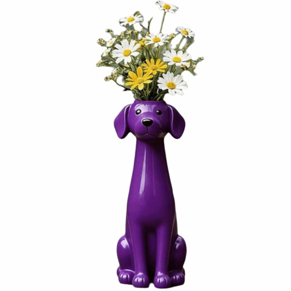 

Whimsical Dog Planter Handcrafted Puppy Statue Modern Decor Dog Vase Home Decor Purple puppy