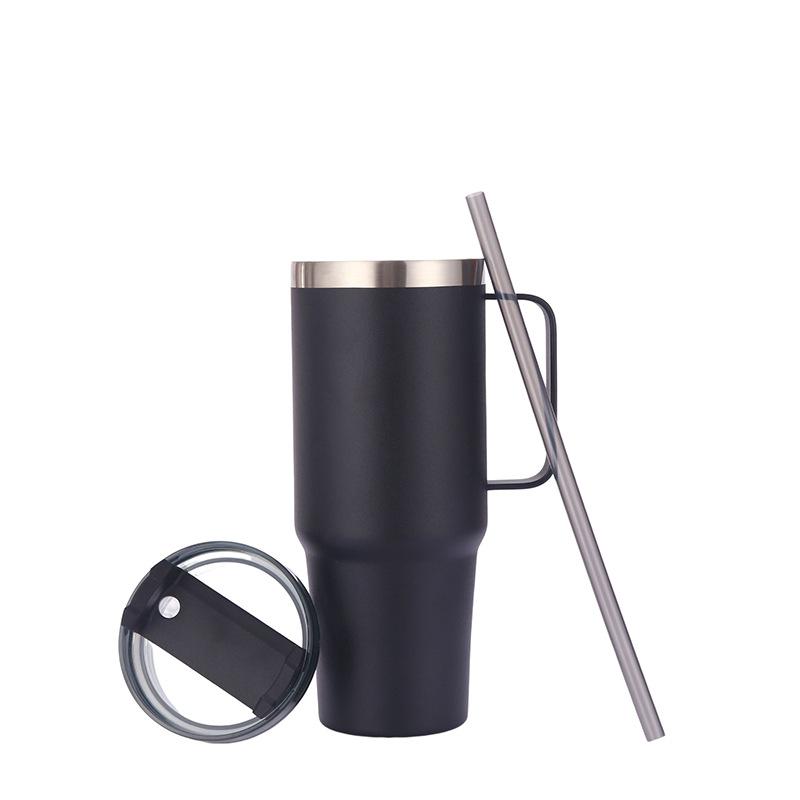 Stainless Steel Ice Ba Cup Double Vacuum Vacuum Cup Large Capacity with Straw with Lid Handle Car Cup