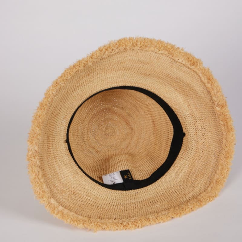 LALA Natural Raffia Pom Pom Hat