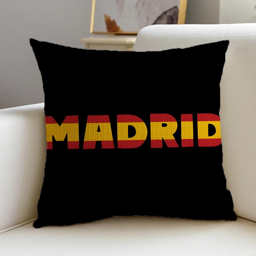 Cushion Cover Cushion Cover Pillowcase, Anti-Mite Invisible Zipper, Linen Sofa Cushion S-Spain Flag