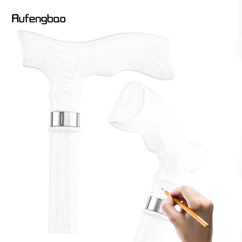 White Wooden Single Joint Fashion Walking Stick Decorative Cospaly Party Walking Cane Halloween Mace Crutch  Wand Crosier 94cm