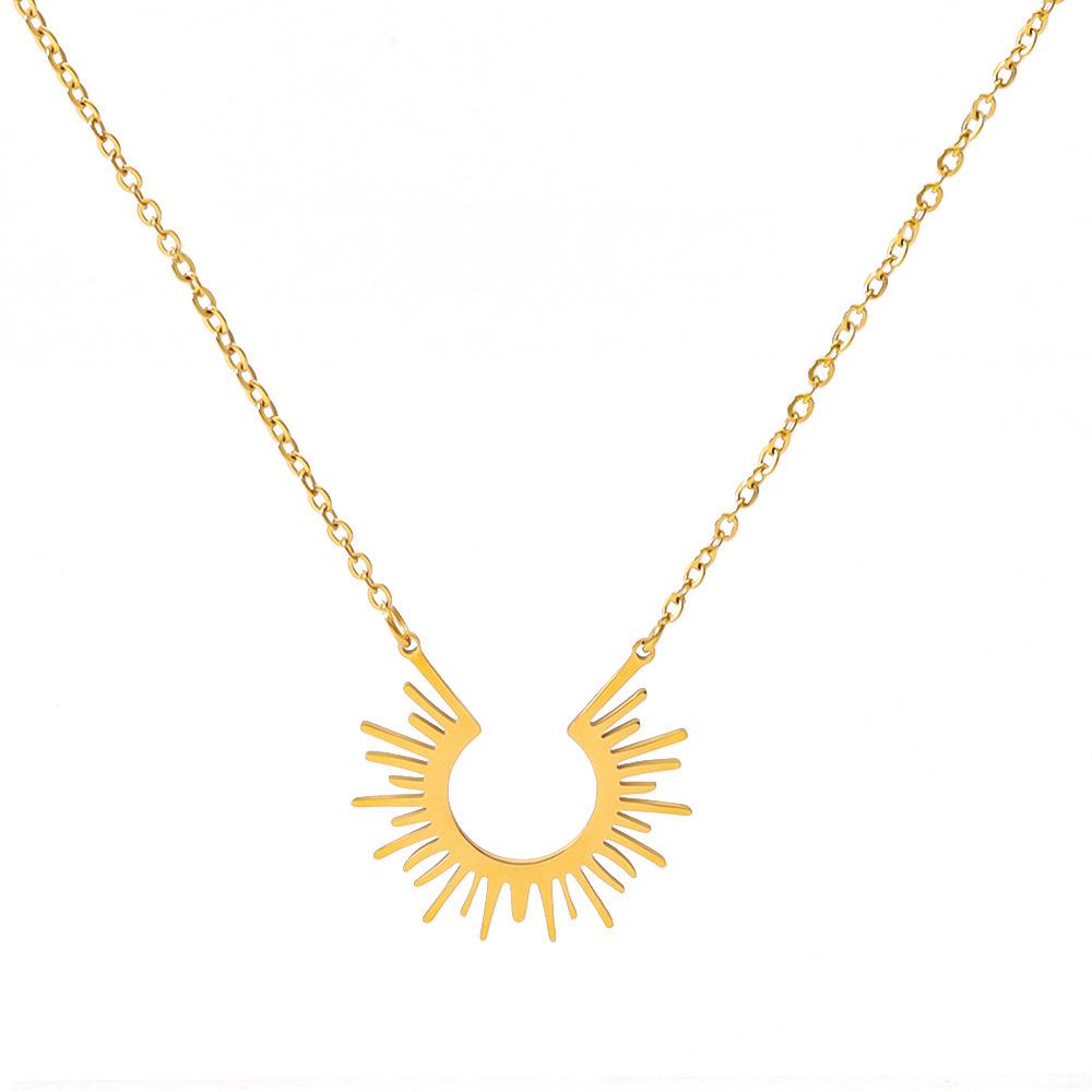 Sunflower Series 18K Gold Plated Necklace - European & American Style, Titanium Steel Clavicle Chain for Women