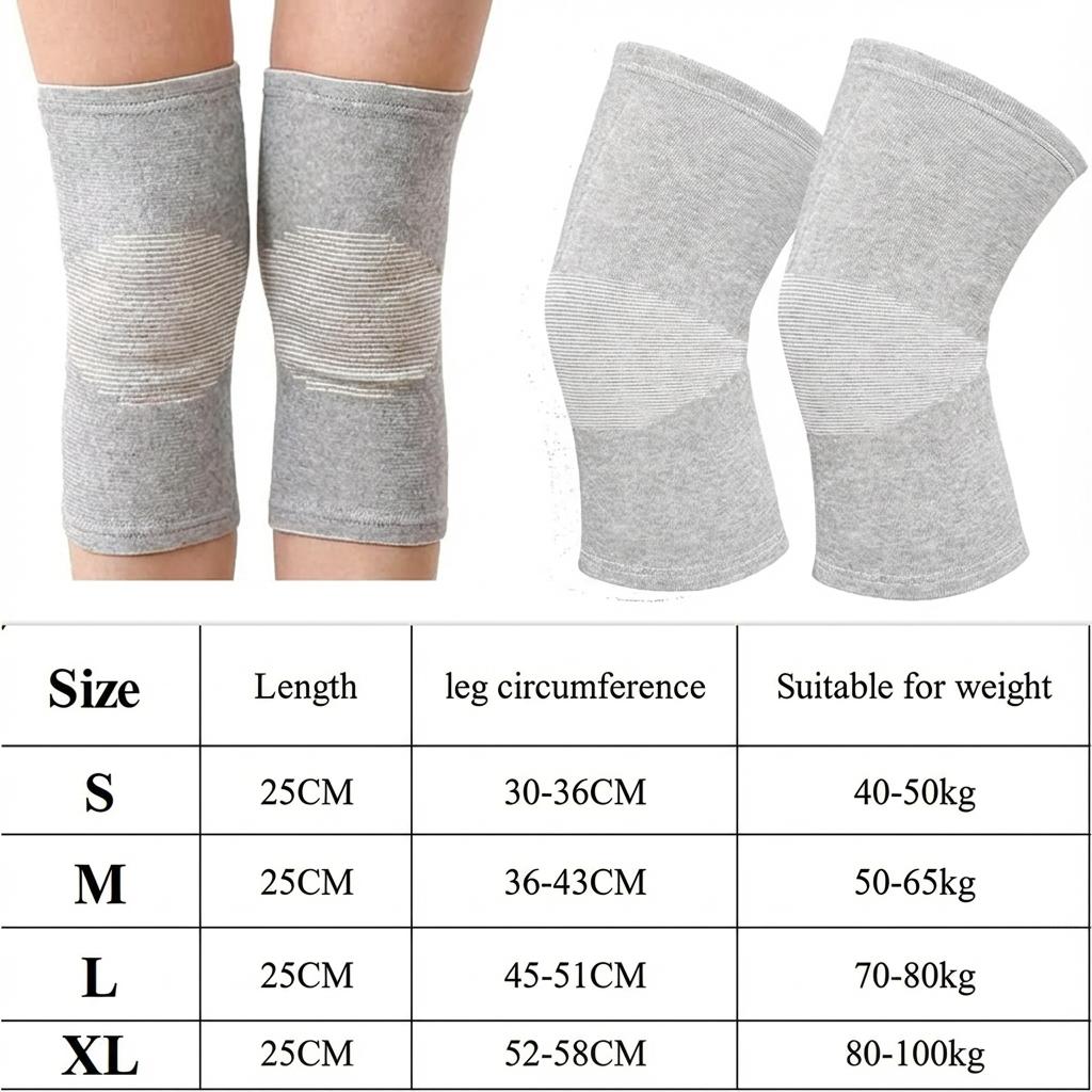 Bamboo Charcoal Knee Sleeve - Bamboo Knee Brace Bamboo Compression Knee Sleeve -Elastic Warm Knee Brace Bmboo Knee Sleeve for Ar