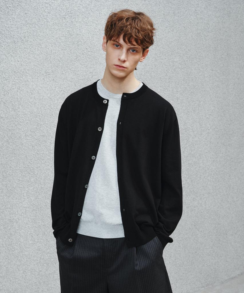 Jrium Cotton Summer Essential Round Neck Cardigan Black