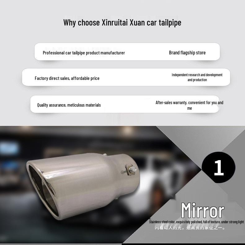 Stainless Steel Piano Black Exhaust Tailpipe for Prado, Reiz, Camry, RAV4, S6, and Civic.