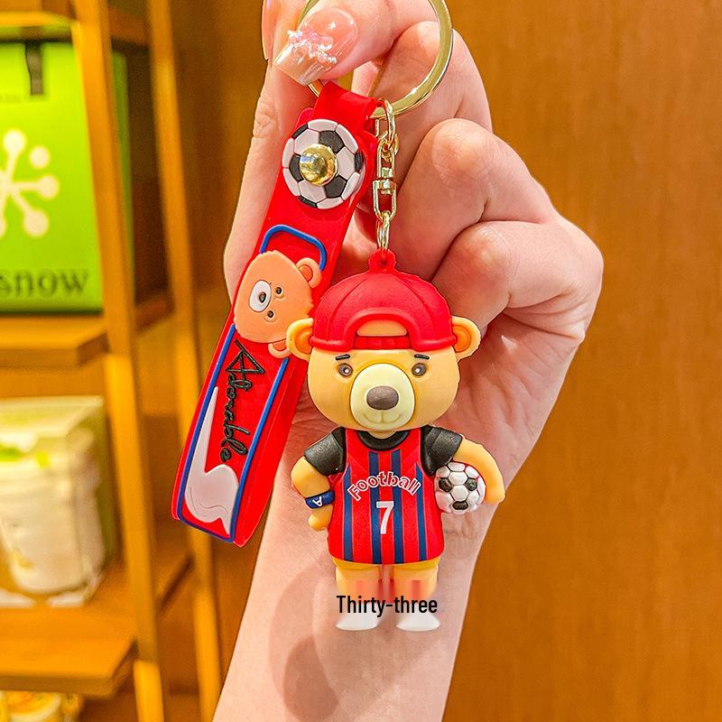 2026 World Cup Mascot: Cartoon Football Bear Keychain & Backpack Pendant