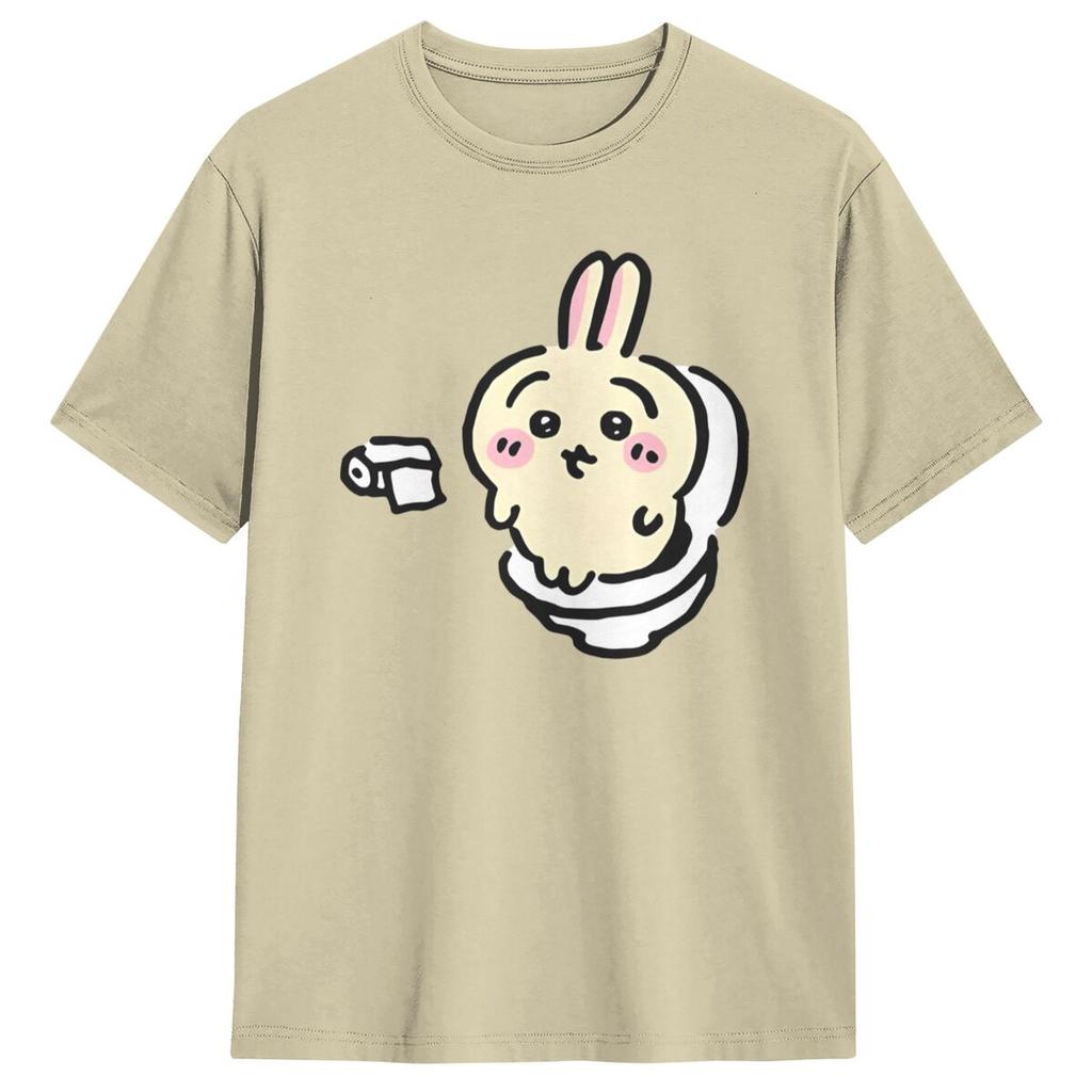 Usagi On The Toilet Potty Chiikawa Hachiware Poop Pooping T Shirts Short Sleeve Tshirt Summer Cotton O-Neck Oversized Top Tees