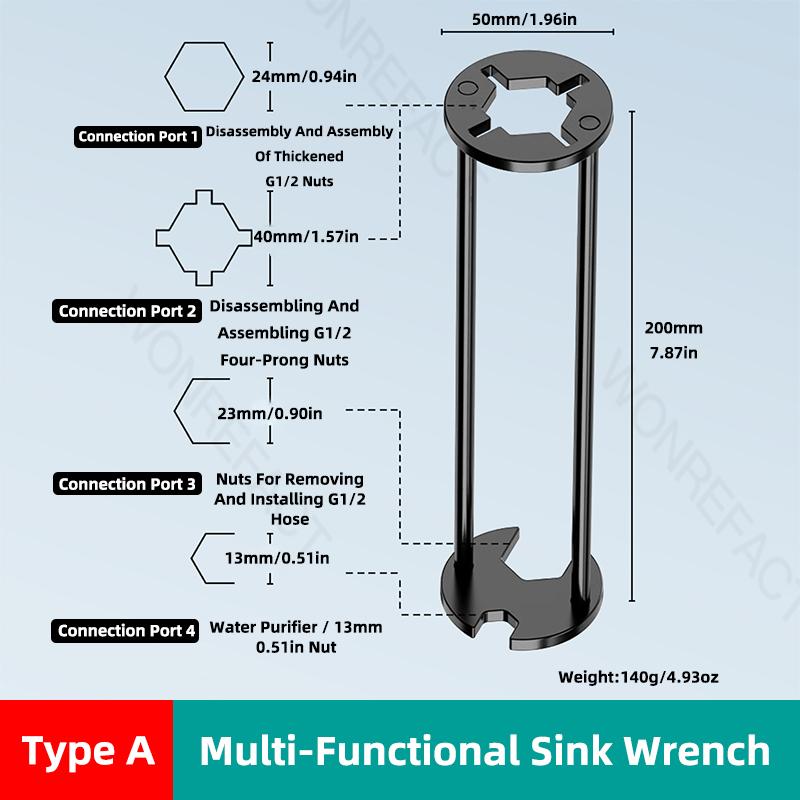 

Multi-Functional Sink Wrench Multi-Functional Faucet Disassembly And Installation Tool Loosening Tool Installation And Removal