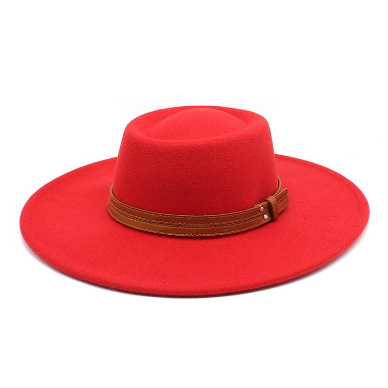 Solid Color Wool 9.5Cm Brim Men'S And Women'S Warm Outdoor Elliptical Concave Convex Torus Top Hat