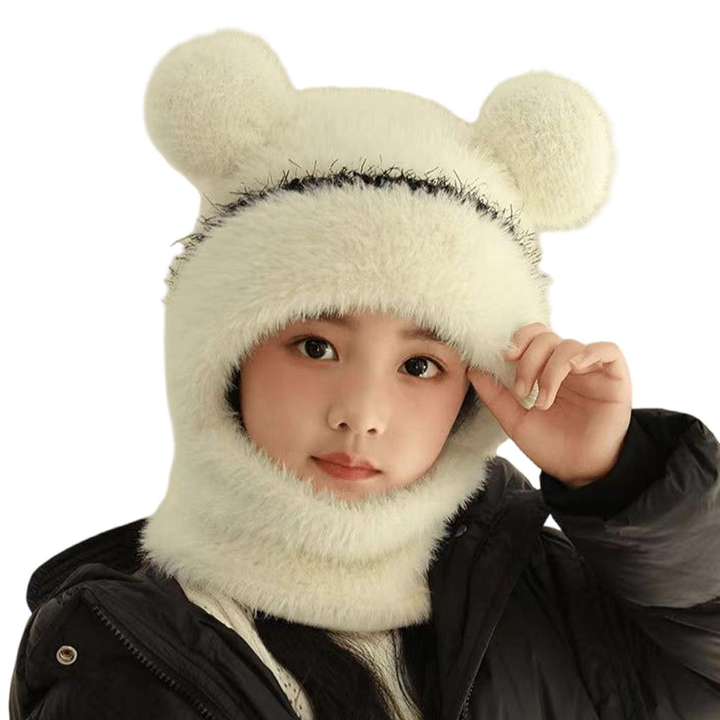 Children's Windproof Hat Scarf with Face Cover Part Cosy Pompom Beanie for Little Boys & Girls Winter Outdoor Essential