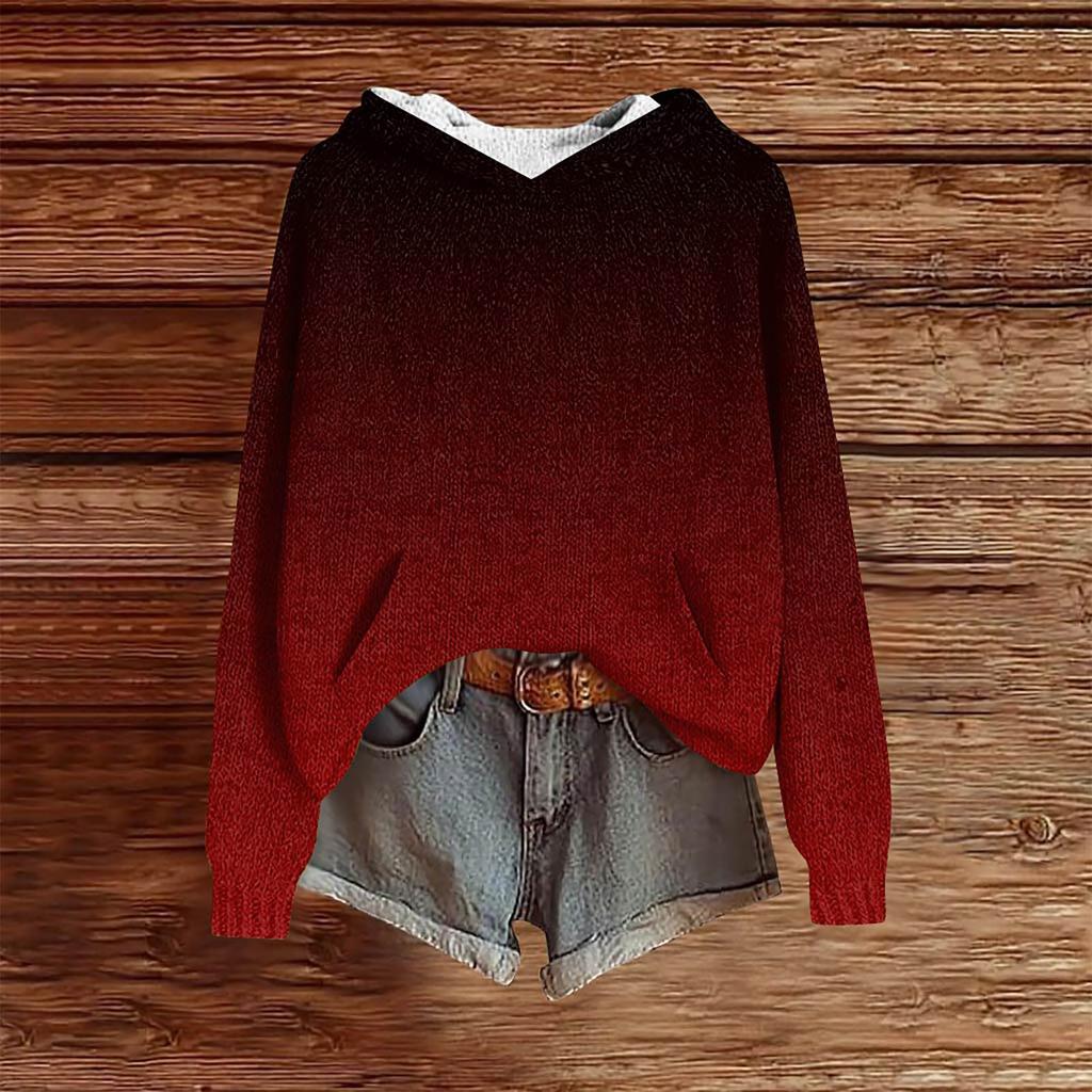 Sweatshirts For Women Knit Sweater Cute Shirt Fall Pullover Hooded Sweatshirt