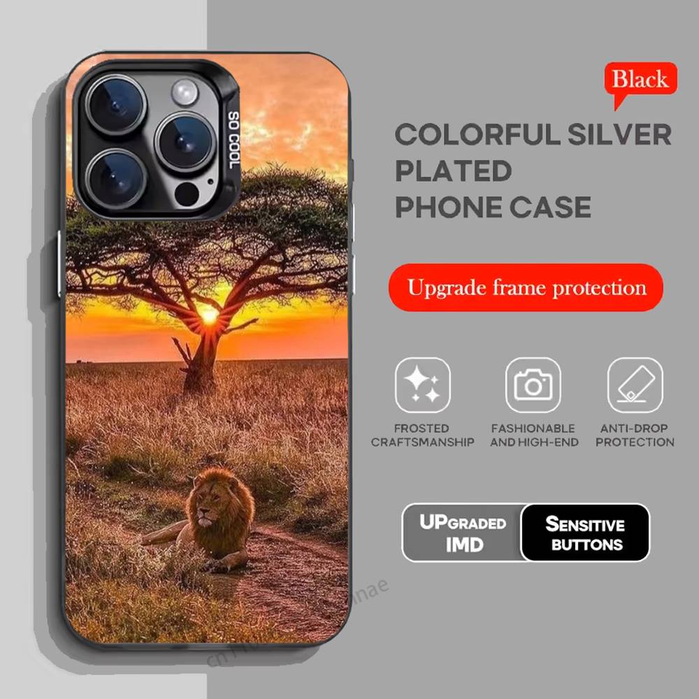 Lion Pattern Phone Case for iPhone 15 16 Pro Max  Air SE 11 13 Pro 14 Plus 12 11Pro 15Pro Max 16e Cover