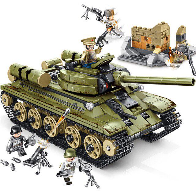 683ks Sembo T-34 Tank Model Vzdělávací stavebnice Hračky pro chlapce DIY Dárek k narozeninám k svátku Malé cihly 101038