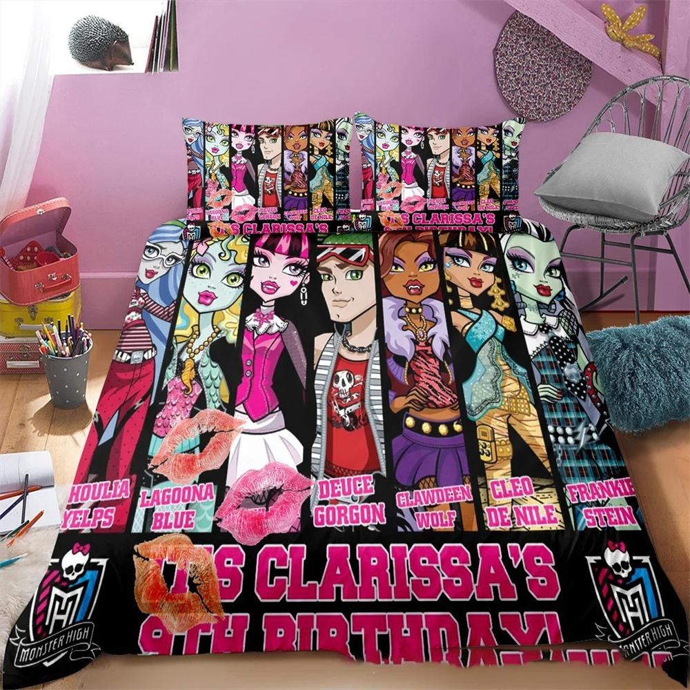 3D Printed Monster High Bedding Collection Duvet Cover Bedroom Comforter Covers Single Twin King Size Quilt Cover Home Textile 23Pcs