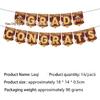 Graduation Party Disposable Tableware Set: Paper Plates, Cups, Banner, Tablecloth, and Knives. Perfect for University Graduation Celebrations.