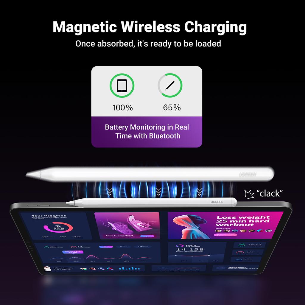 Ugreen LP653 Precision Wireless Charging Stylus for iPad - Sleek White Design