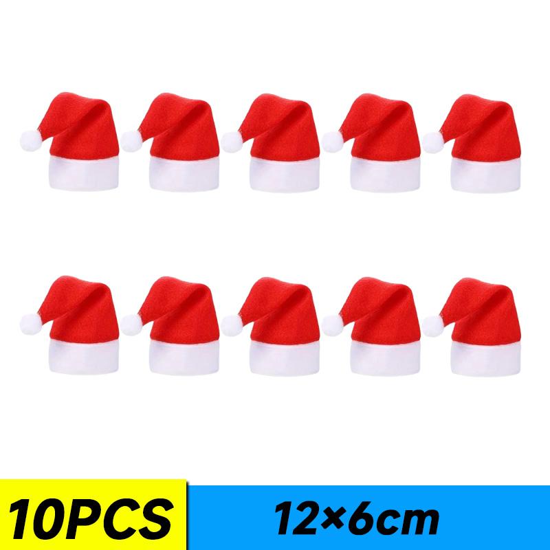 100 buc pălării de Crăciun pentru decorațiuni de masă pălărie de Crăciun petrecere de familie pălărie mică de Crăciun furculiță cuțit suport sac cadouri de Anul Nou