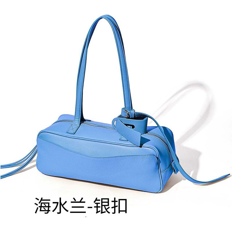 

Новая сумка-боулинг простая и модная из первого слоя коровьей кожи, сумка-мессенджер, женская сумка-багет 33*12*12cm