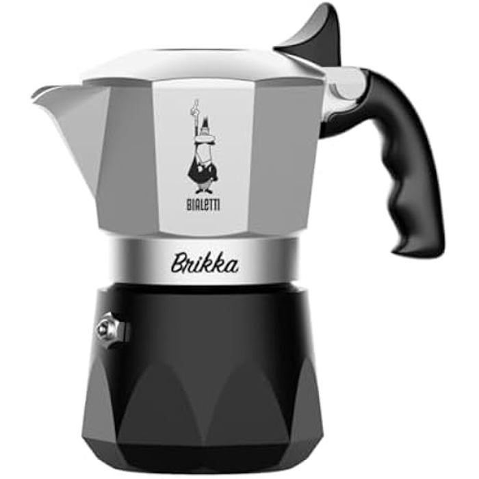 Cafetière Moka - Bialetti - Brikka 2023 - 2 tasses - Aluminium - Noir