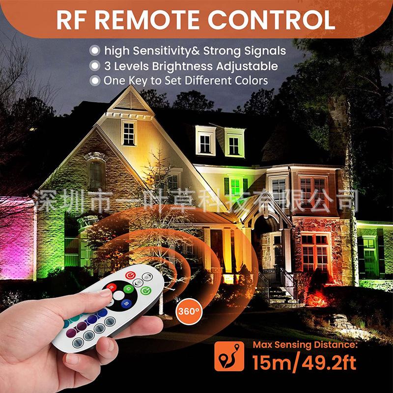 RGBW Outdoor Spotlight with Remote and Plug for Garden, Path, and Wall Lighting
