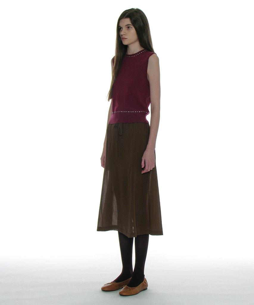 PARTIMENTO WOMEN Studded Knit Sleeveless Top_Plum