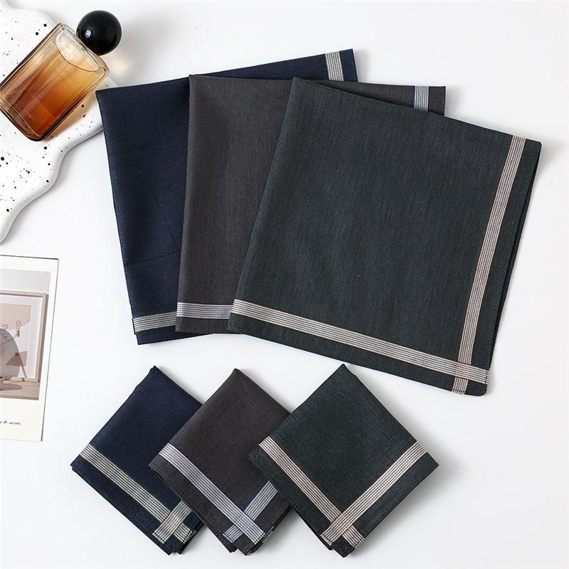 3Pcs 43x43cm 100% Cotton Yarn Dyed Men Handkerchief Classic Soft Thin Plaid Water Absorbent Sweat Wiping Towels