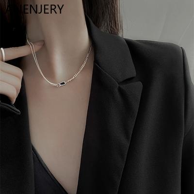 Μαύρο τετράγωνο Ααα κολιέ ζιργκόν για γυναίκες Κολιέ διπλής στρώσης Μεταλλικό κολιέ τσόκερ δώρο Χονδρική