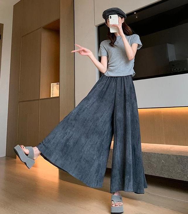 

Женские летние кюлоты с принтом тай-дай Yamamoto: 2025 Брюки с высокой талией, свободные, из чернильного ледяного шелка, с широкими штанинами XL: 130-160 jin, 86 cm черный серый