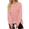 Damen Herbst und Winter Neu Einfarbig Gerippt Rundhals Langarm Lockeres Sweatshirt Top