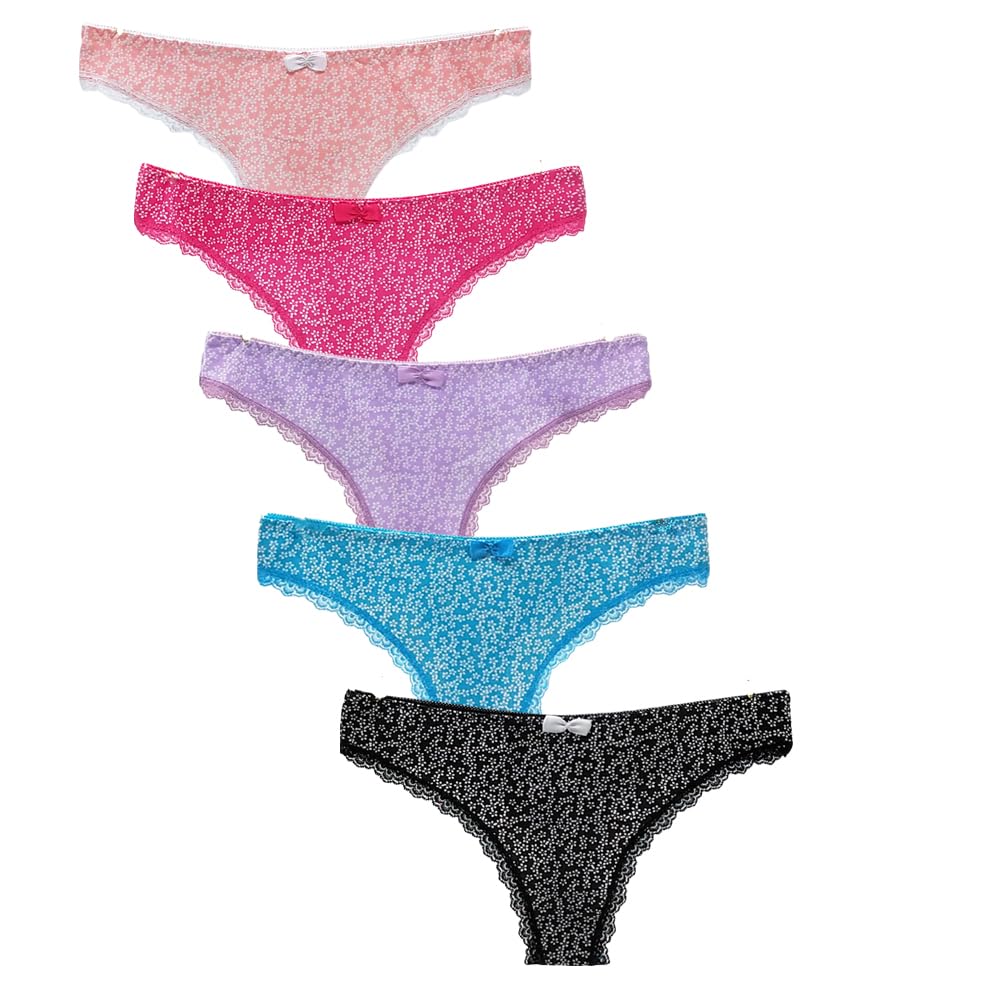 

цветочный с низкой посадкой из 5 [BEKYNI] шорты Т-образного кроя, кружево, хлопок, узор, лента, милый, посадка, непрозрачный, хлопок, эластичный, (размер L)