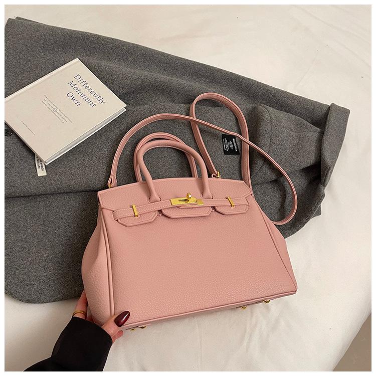 Retro Classic New Portable Platinum Bag Women's Lychee Pattern Fashionable Versatile Shoulder Messenger Bag