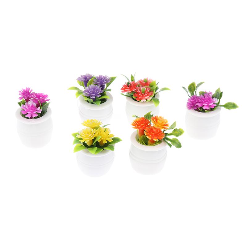 3Pcs 1:12 Dollhouse Miniature Green Plant In Pot Simulation Potted Plants