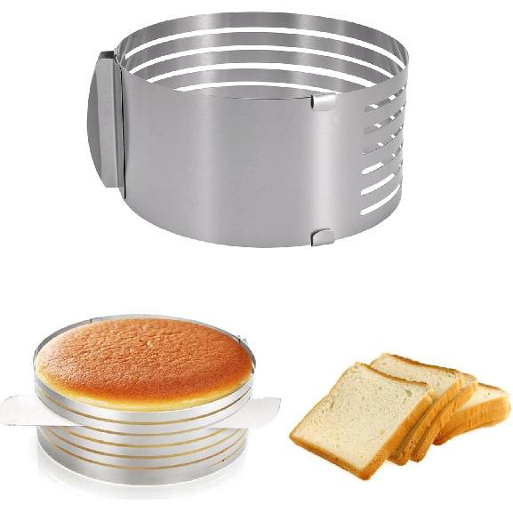 6 To 8 Inch Adjustable Cake Ring for Cutting Layers, Slicing and Leveling Cakes, Stainless Steel 7-Layer Cake Toast Slicer Leveler