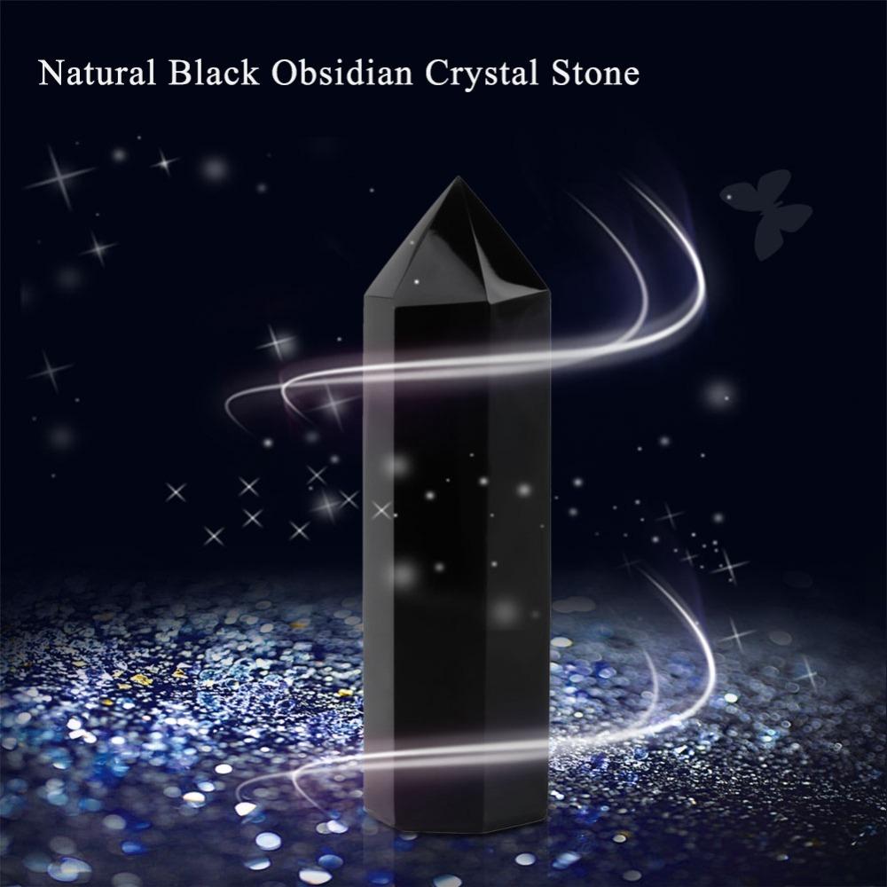 Black Obsidian Crystal Wand Faceted Prism Gemstone Crystal Obsidian Crystal Wand Energy Treatment