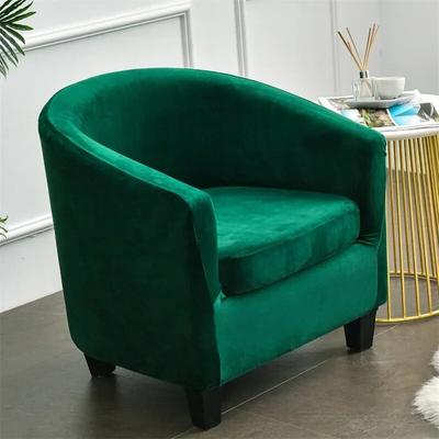 Solid Color Velvet Tub Armchairs Covers Elastic Club Sofa Cover Coffee Bar Relax Single Sofa Slipcover with Seat Cushion Case