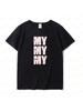 My My My Creative Design T-Shirt Letters Slogan Printed Wounisex Short Sleeve Fashionable Casual Summer Round Neck Tee Tops