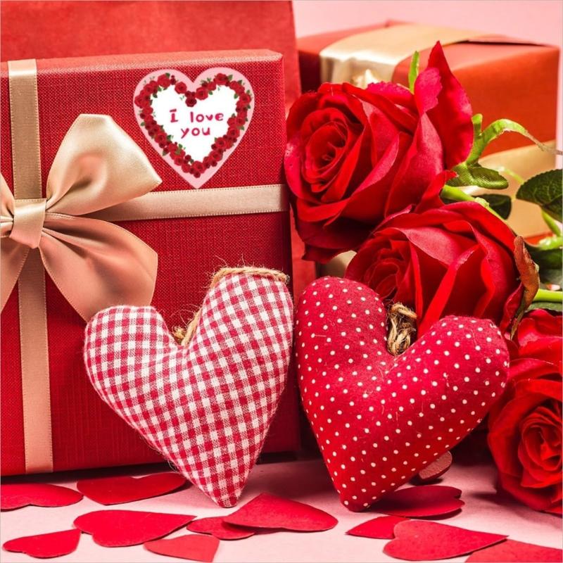 500Pcs Valentines Day Sticker 1Inch Rose Heart Sticker Adhesive Wrapping Label for Envelope Valentines Card Wedding